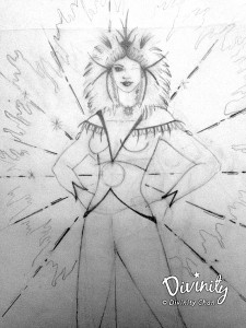 Manipura Chakra Goddess Pencil Sketch © Divinity Chan